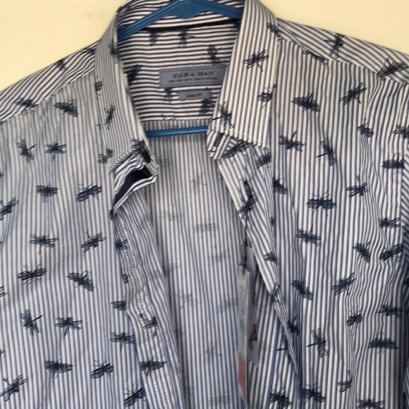 Zara Dragonfly Blue Button Up - Picture 1 of 2